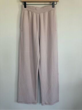ALO Yoga High Rise Waffle Wide Leg Lounge Pants Pink Blush Travel Pants XS